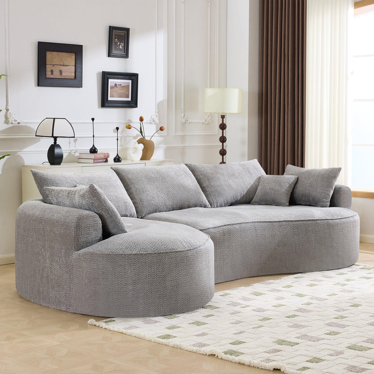 Minimalist Medium-Soft Chenille Foam 5-Seat Sofa - Omega Lifestyles