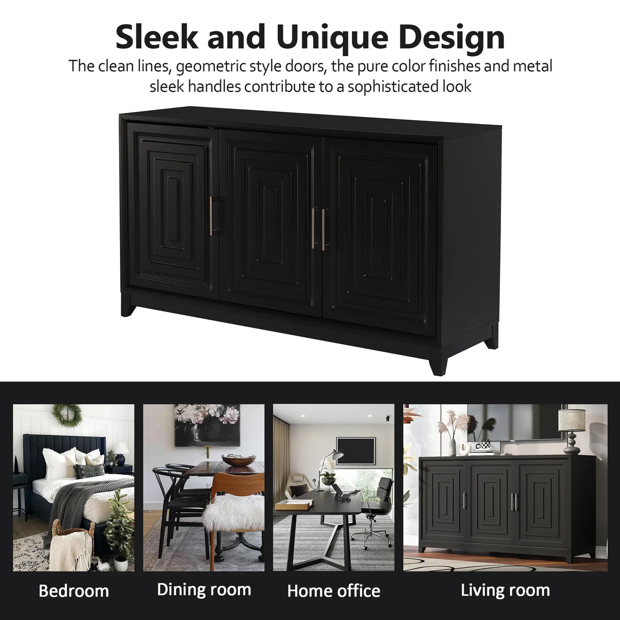 Modern Black Particle Board MDF TV Stand Cabinet - Omega Lifestyles