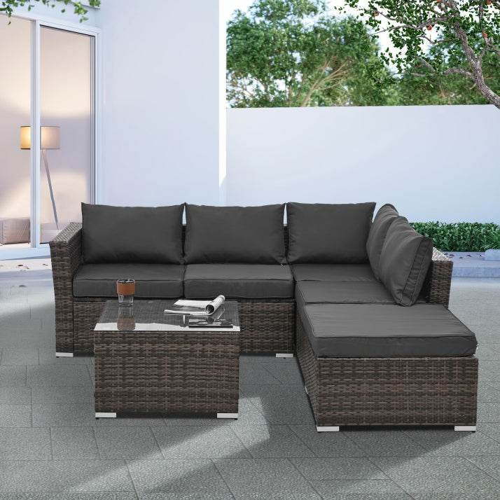 4-Piece Brown PE Rattan Outdoor Patio Furniture Set - Sleep Galleria