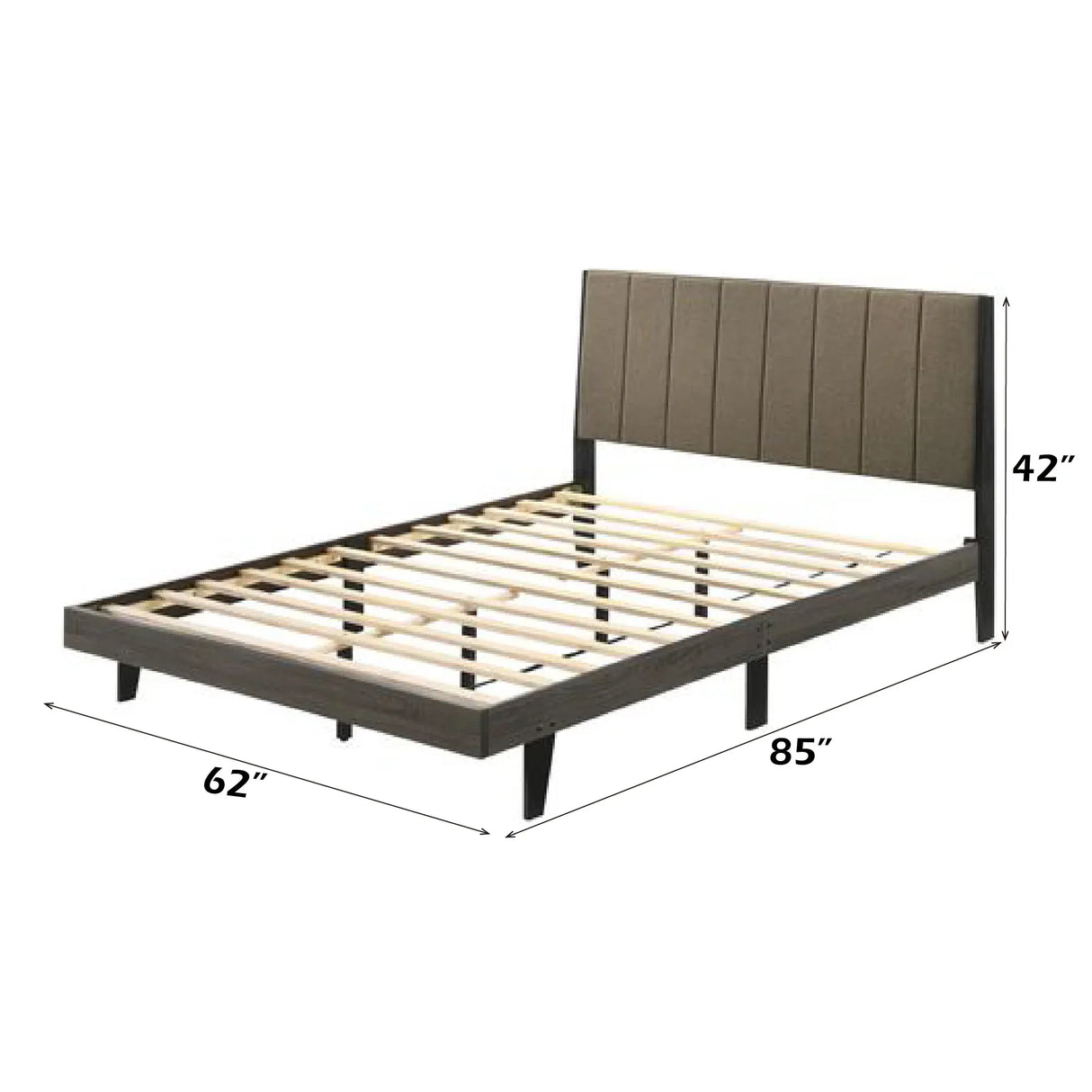 Queen Brown Fabric And Synthetic Wood Bed Frame - Omega Lifestyles