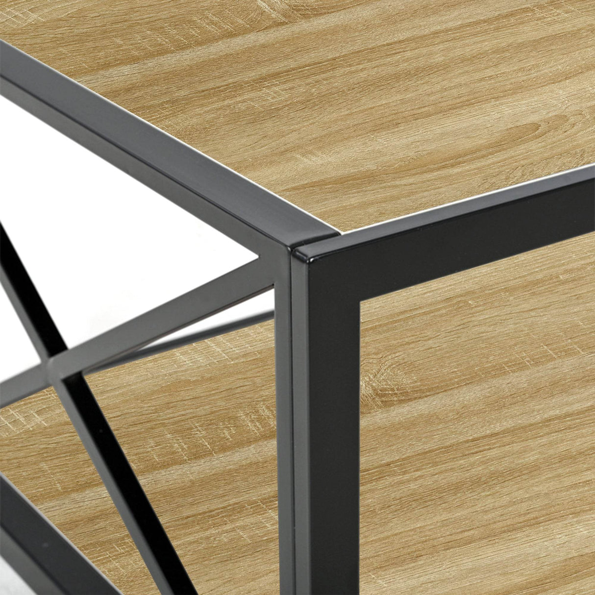 Industrial Glass And Natural Wood Modern Coffee Table - Sleep Galleria