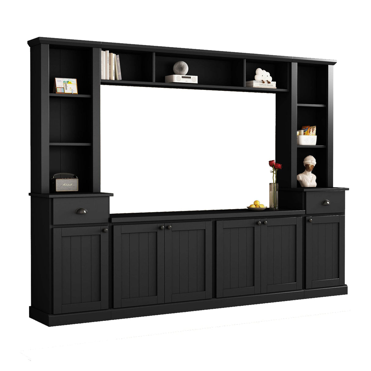 Adjustable Height Black Particle Board TV Stand Console - Sleep Galleria