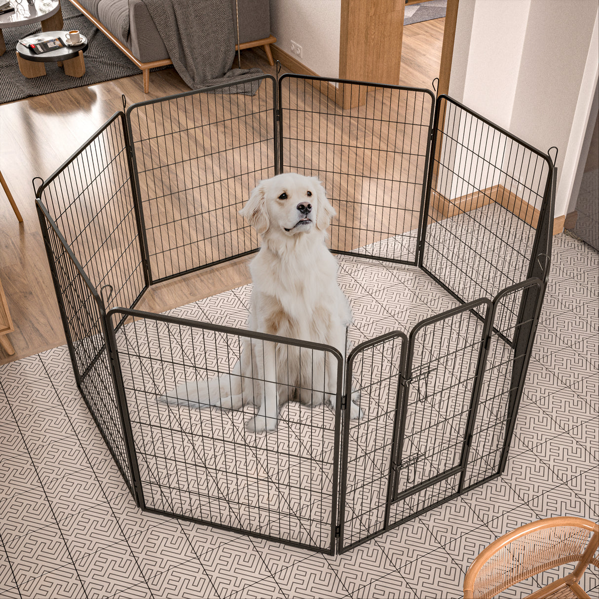 Heavy Duty Rust-Resistant Metal Dog Playpen With Door