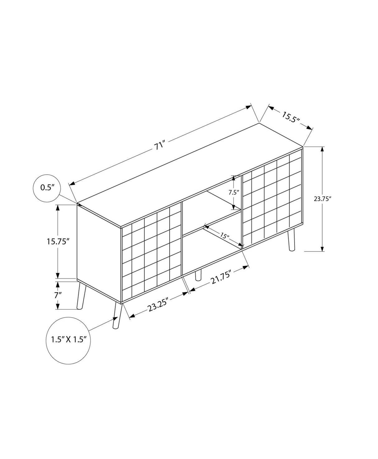 Mid Century Walnut Laminate 72-Inch TV Stand Console - Sleep Galleria