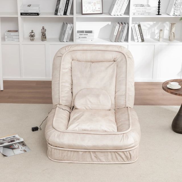 Adjustable Velvet Upholstered Massage Floor Sofa With Pillow - Omega Lifestyles