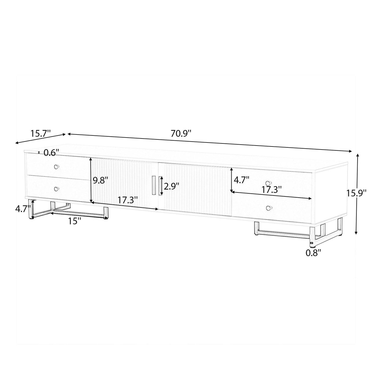 Modern Black MDF TV Stand With Storage Cabinet - Sleep Galleria