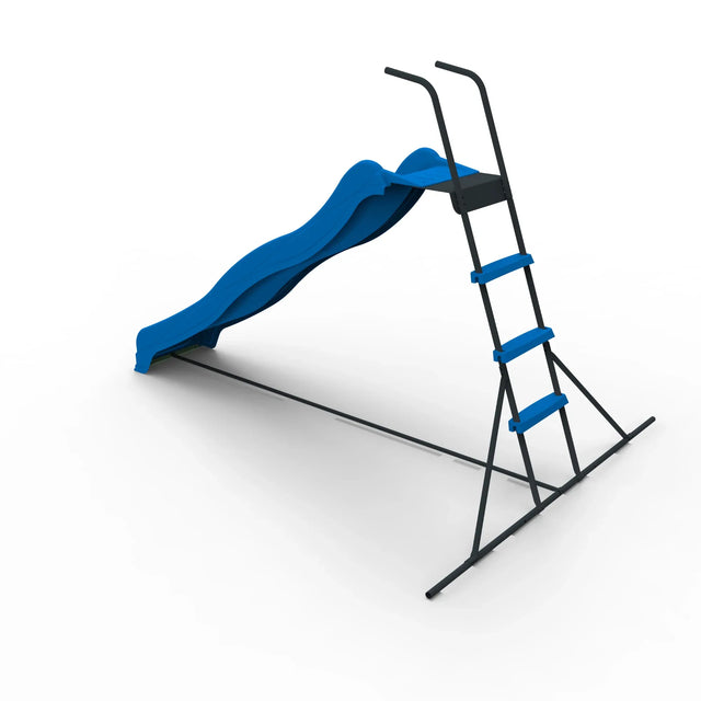 7-Foot Kids Freestanding Blue Plastic Slide Playground - Omega Lifestyles