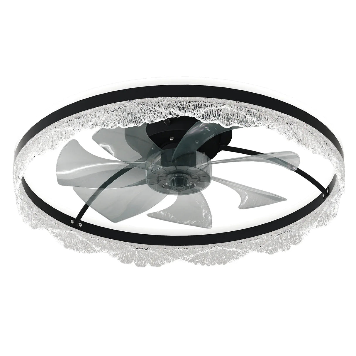 LED Crystal Flush Mount Quiet Ceiling Fan With Light - Omega Lifestyles
