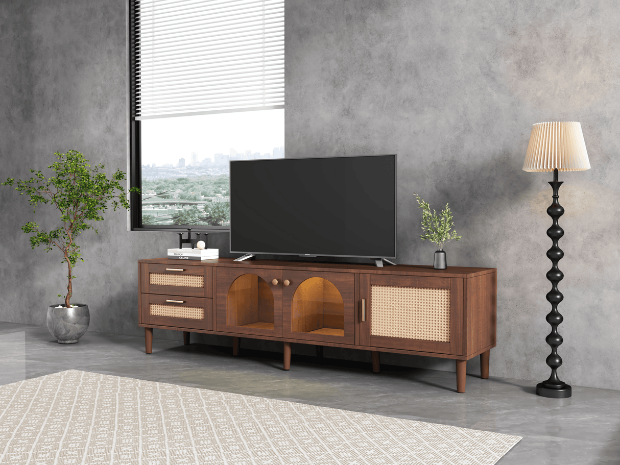 Rattan-Inspired Media Console TV Stand With Storage - Sleep Galleria