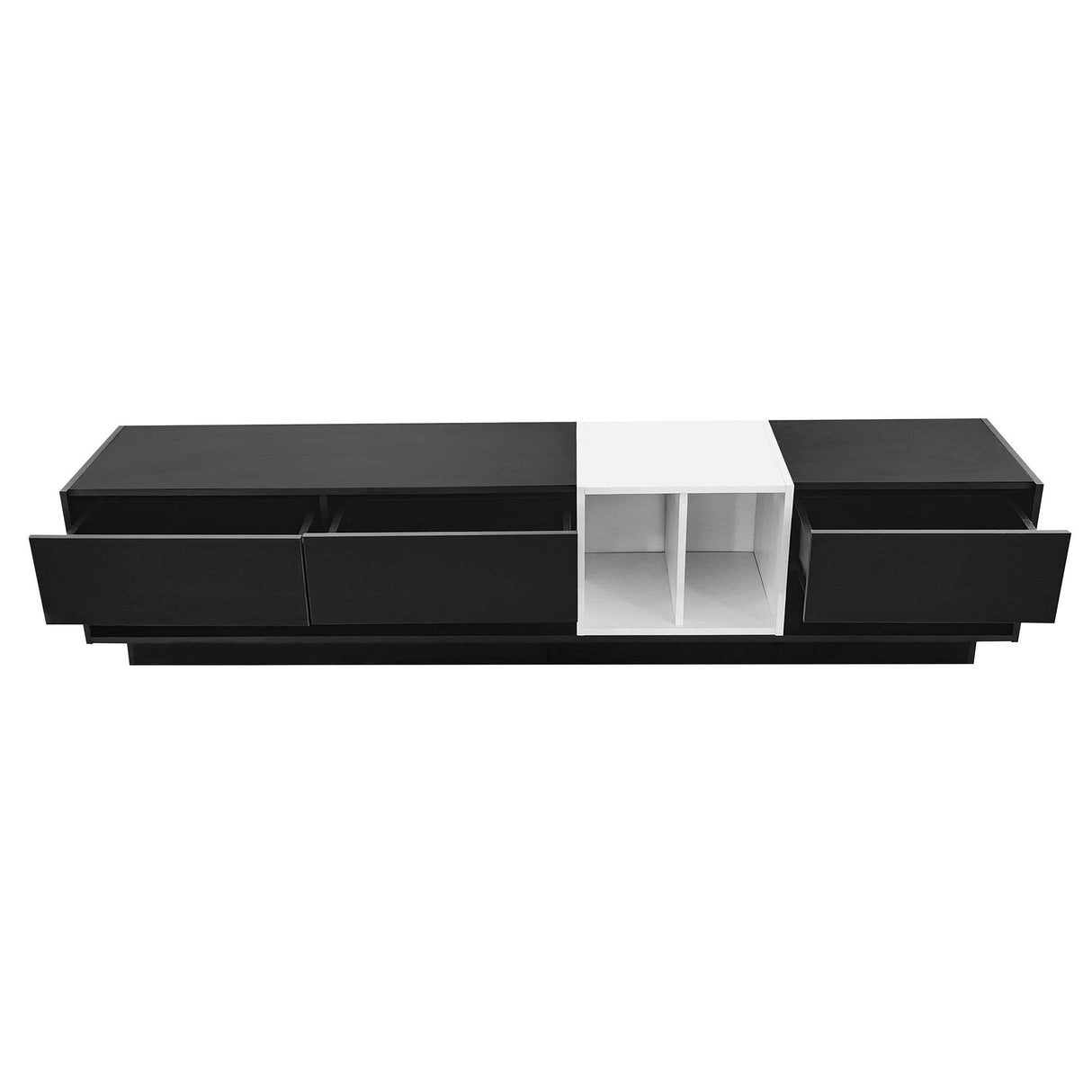 Sleek Two-Tone Black Particle Board TV Stand - Sleep Galleria