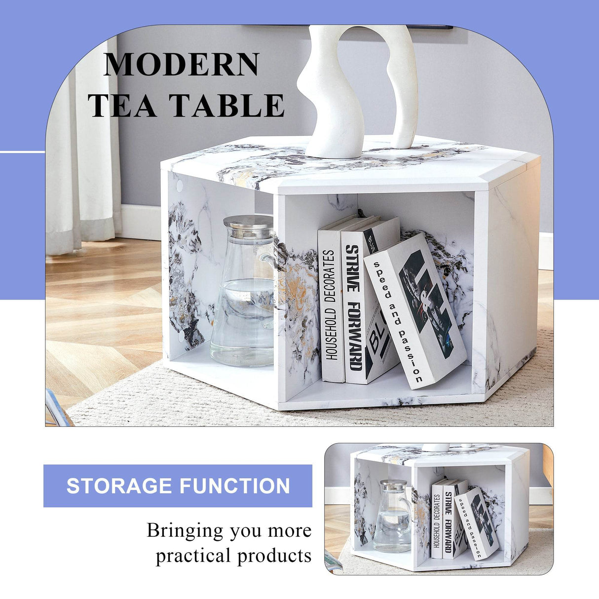 Hexagonal MDF Modern Stand-Up Coffee Table - Sleep Galleria