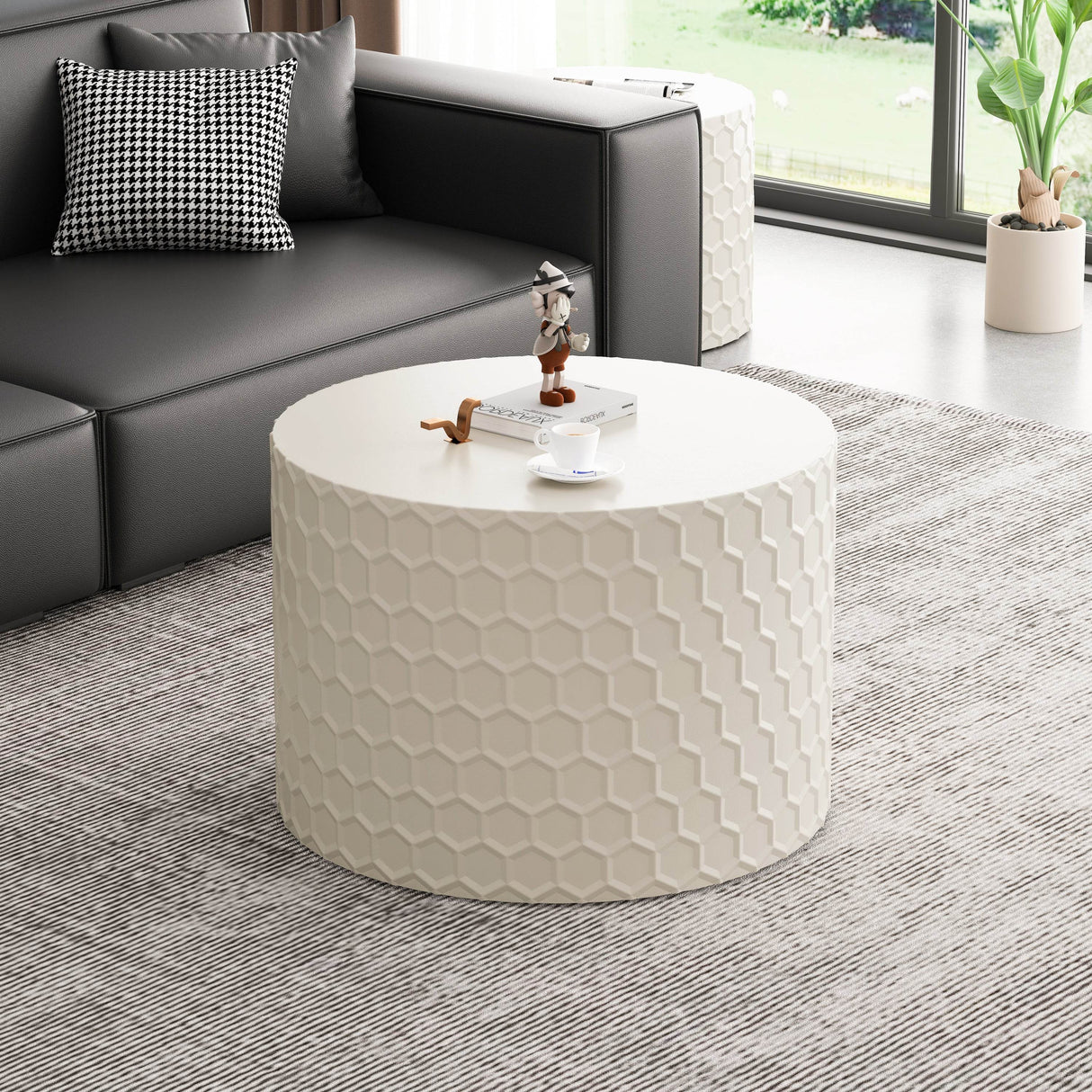 2-Piece Minimalist Honeycomb Design Nesting Coffee Table Set - Sleep Galleria