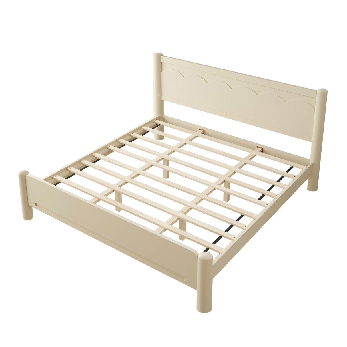 King Solid Wood Platform Bed Frame With Headboard - Omega Lifestyles