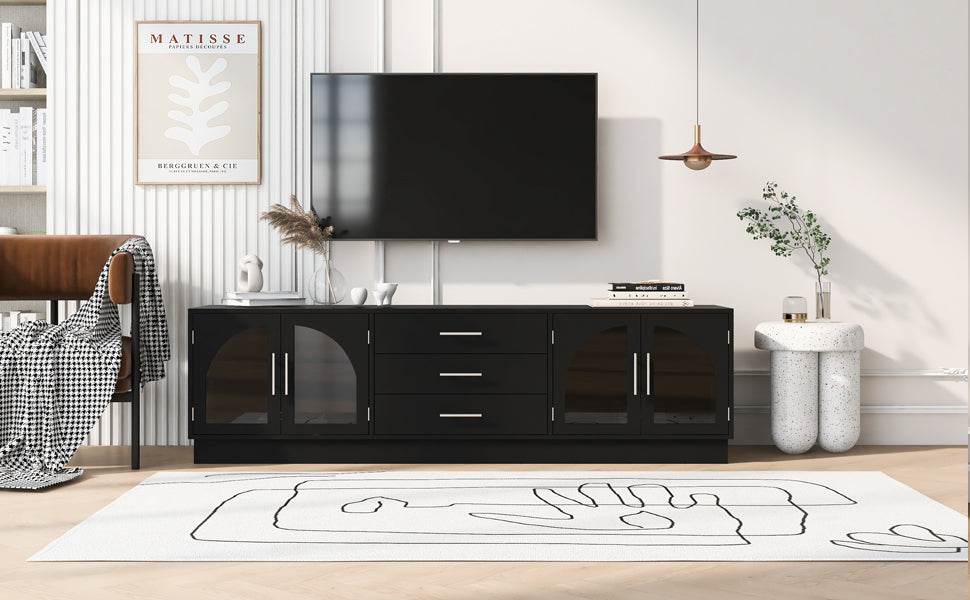 Modern Minimalist Black MDF TV Stand With Storage - Sleep Galleria