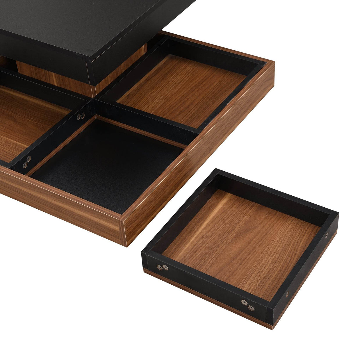 Modern Square 360° Rotating Black Walnut Coffee Table - Sleep Galleria