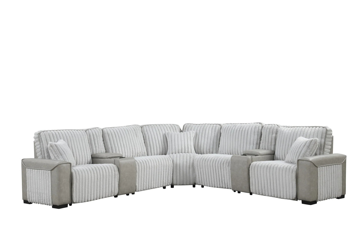 Power Reclining Modern Corduroy Sectional Sofa With Console - Omega Lifestyles
