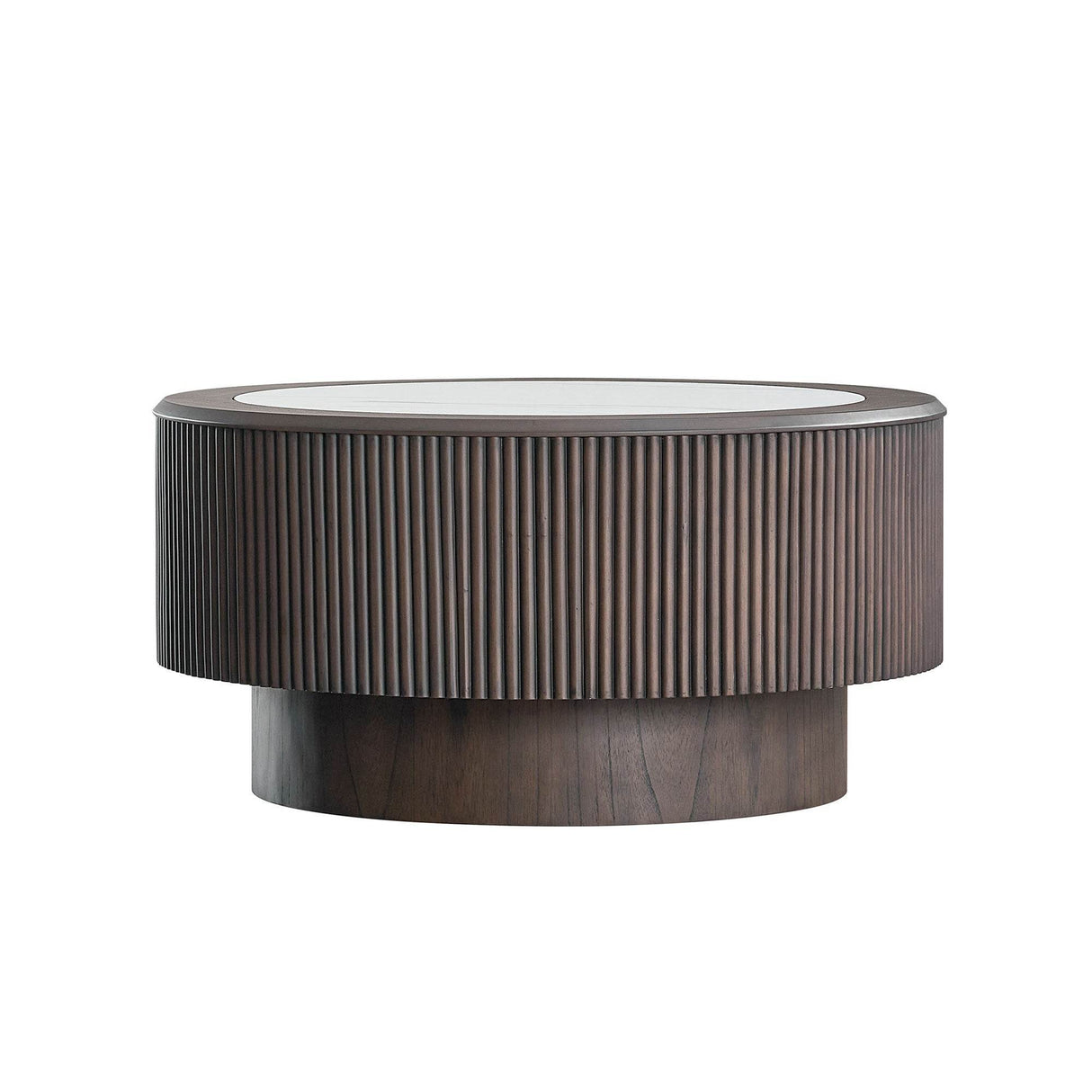 Modern Round Pedestal Coffee Table Set With Faux Marble - Sleep Galleria