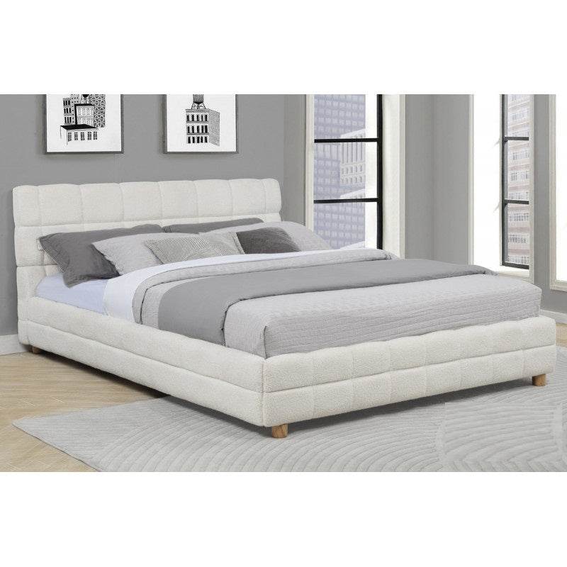 Contemporary Queen Fleece Upholstered Platform Bed Frame