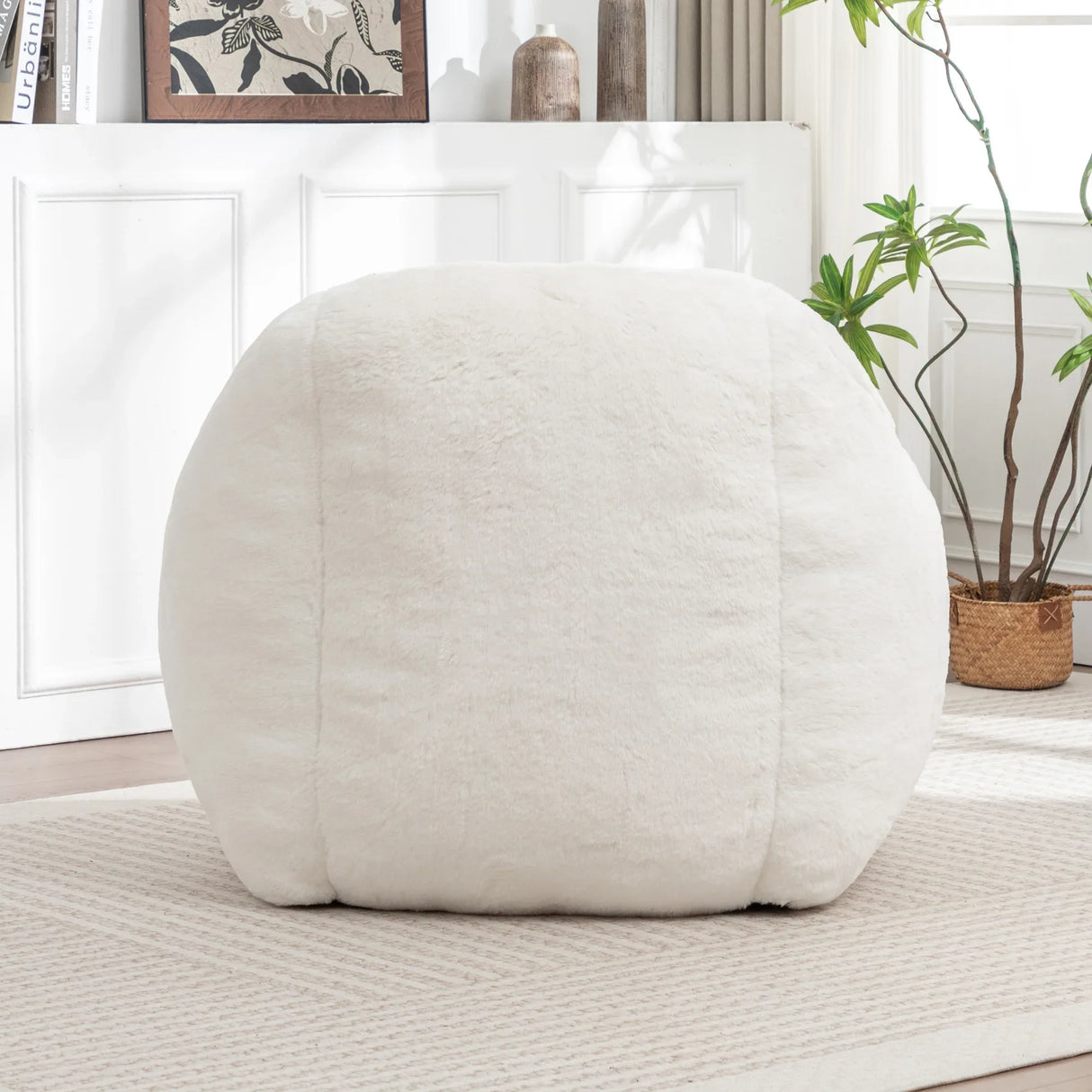 Faux Fur Comfy Bean Bag Chair With Back Support - Omega Lifestyles