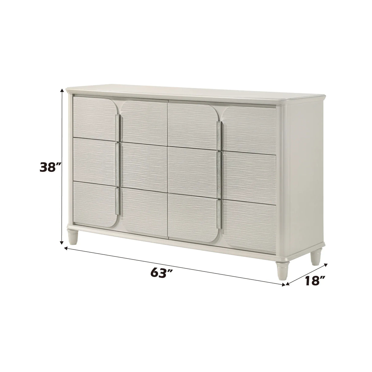 White Six-Drawer Acrylic Synthetic Wood Dresser - Omega Lifestyles