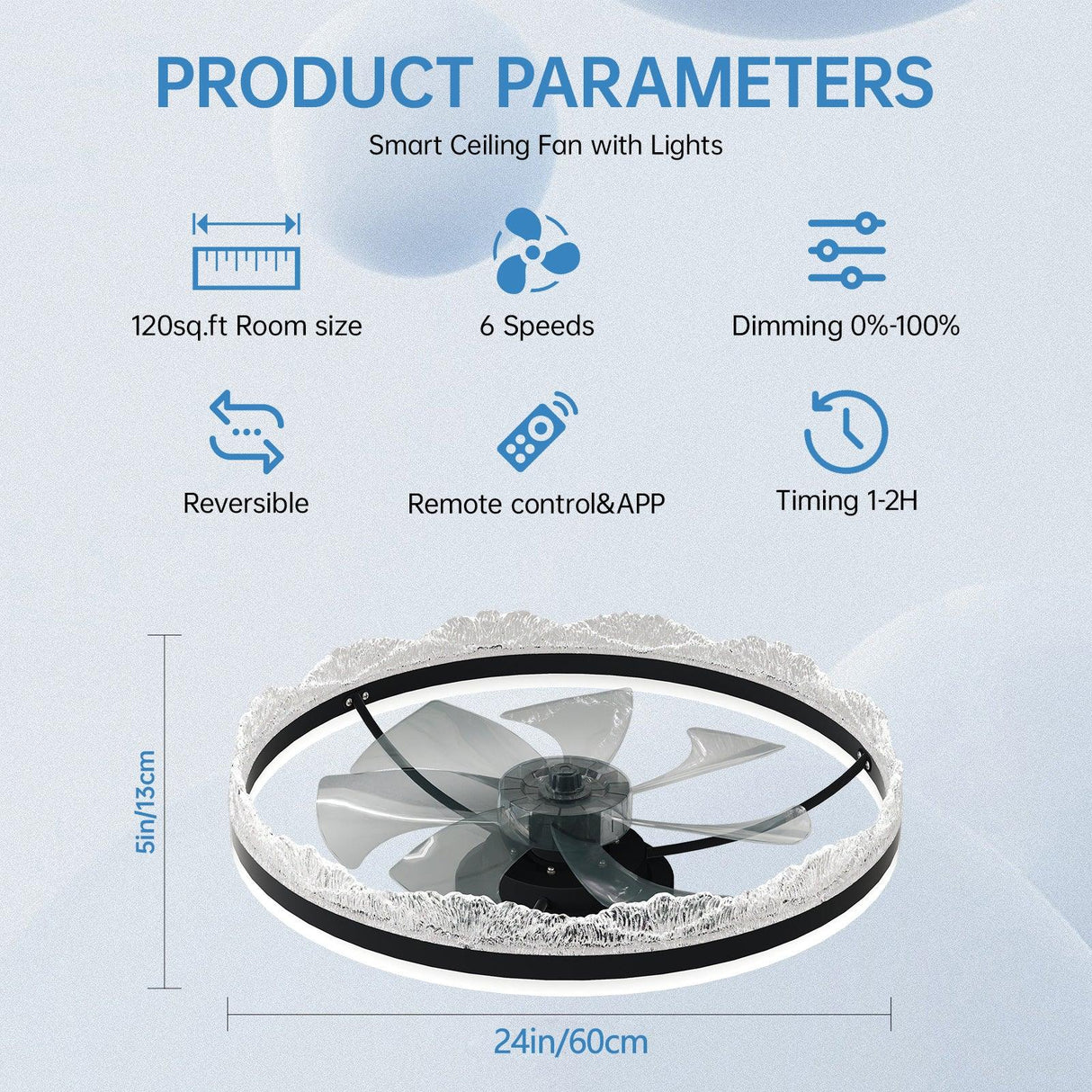 LED Crystal Flush Mount Quiet Ceiling Fan With Light - Omega Lifestyles