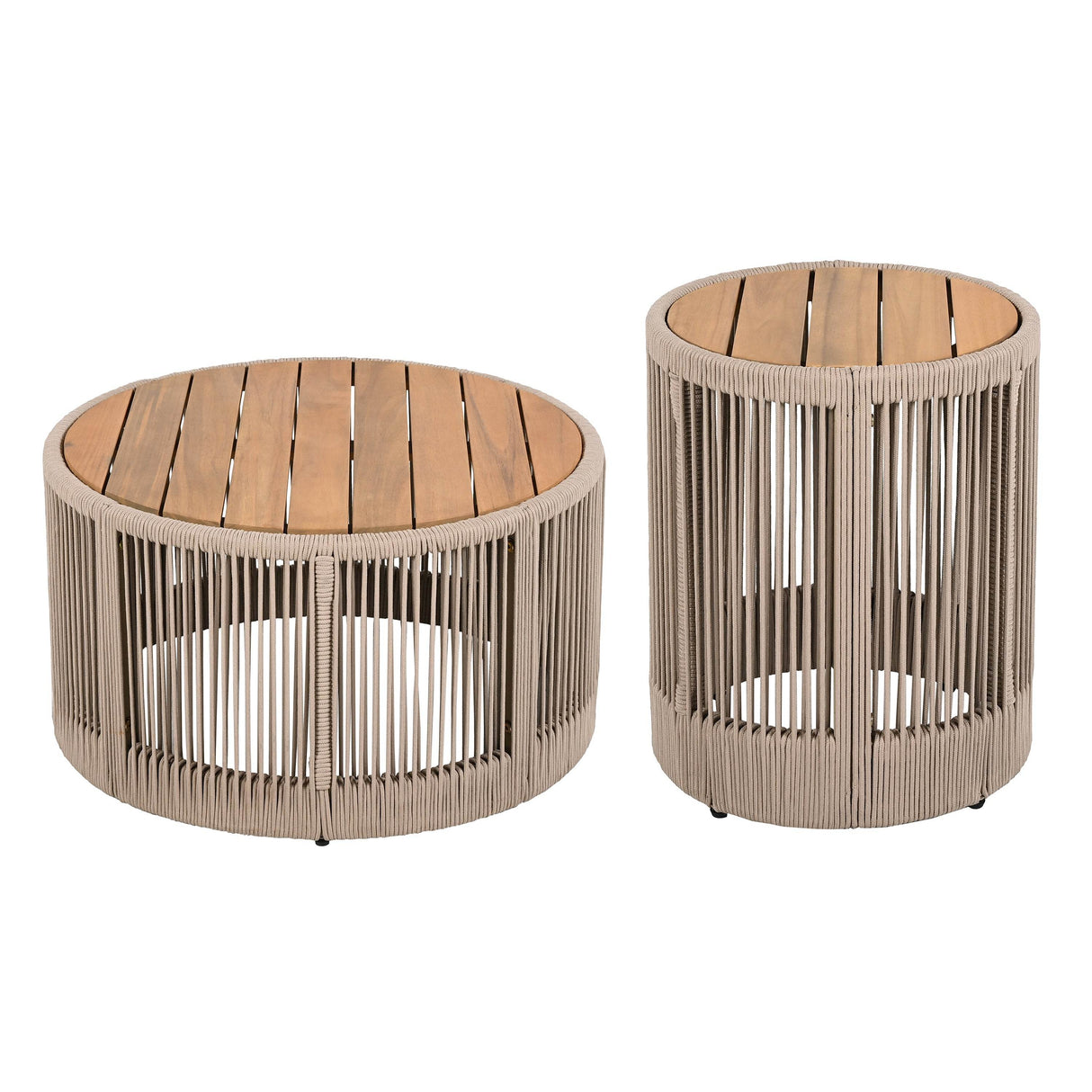 Rustic Acacia Wood Coffee Table And Side Table Set - Sleep Galleria