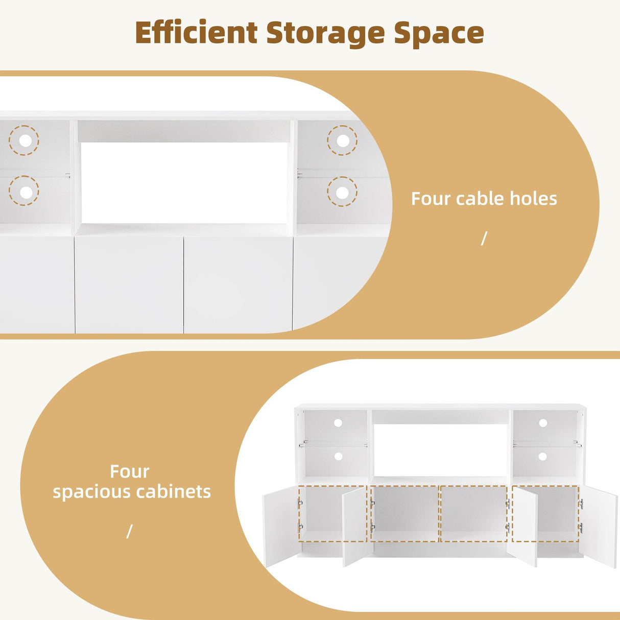 High Gloss White MDF TV Stand With LED Lights - Sleep Galleria