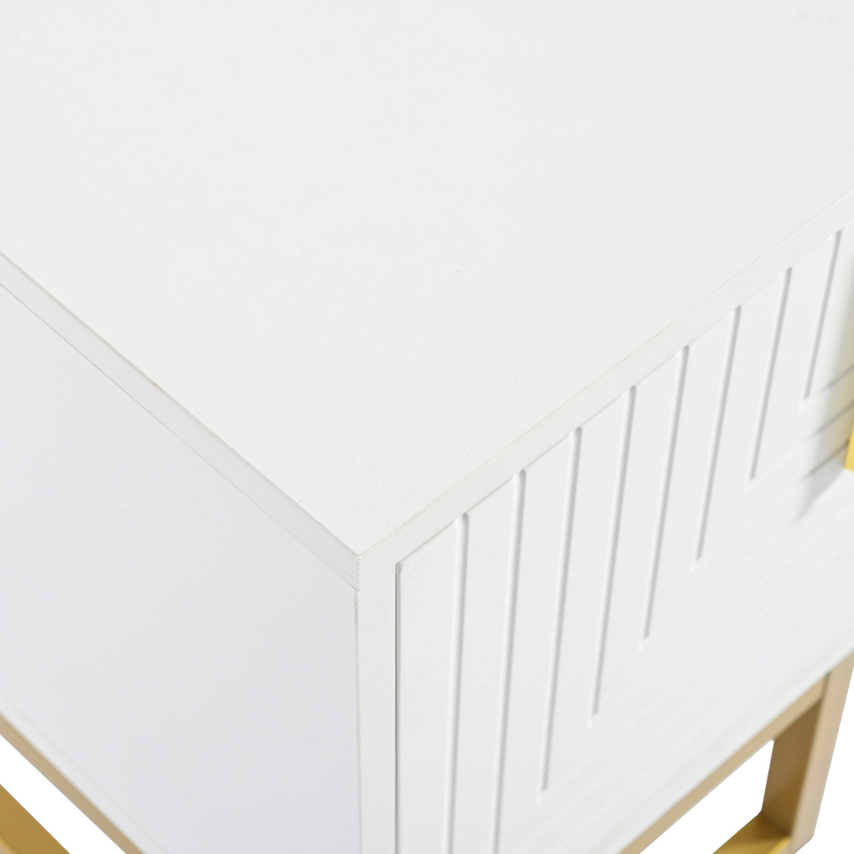 Modern White Gold Metal Legs TV Stand With Cabinets - Sleep Galleria