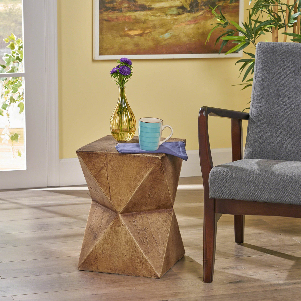 Modern Lightweight Concrete Natural Finish Side Table