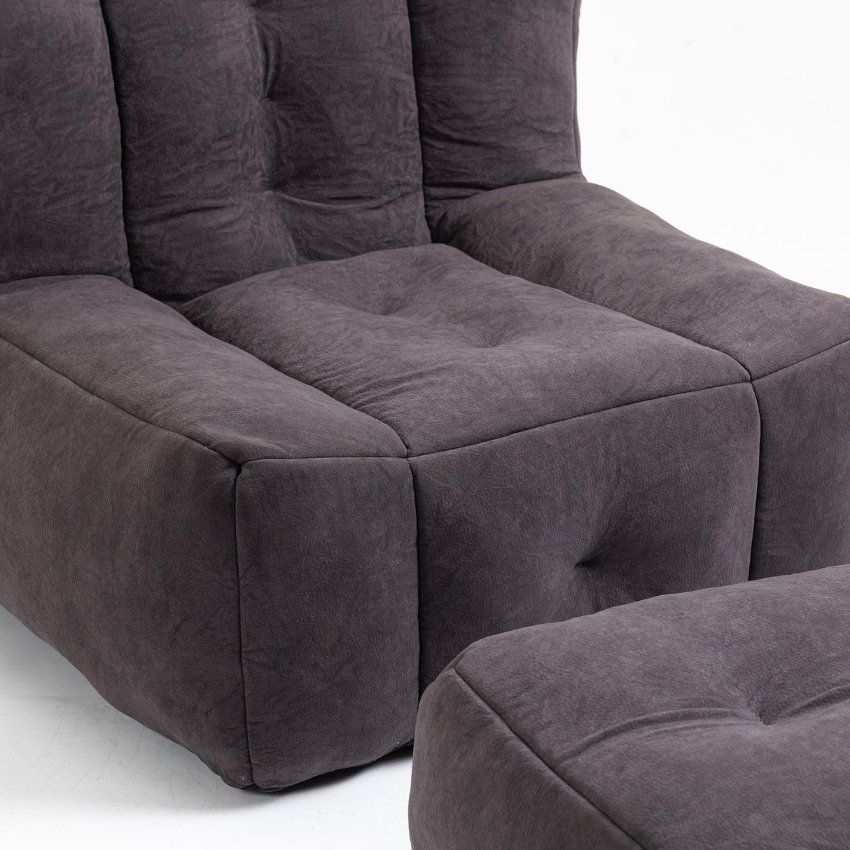 Velvet Memory Foam Bean Bag Chair With Ottoman - Omega Lifestyles