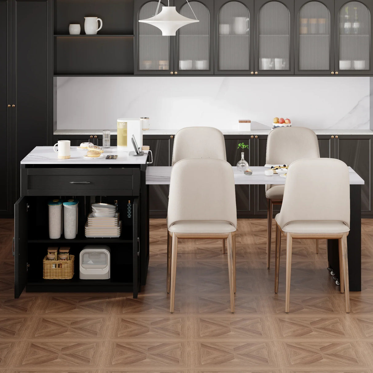 Extendable Kitchen Island With Dining Table And Storage - Omega Lifestyles