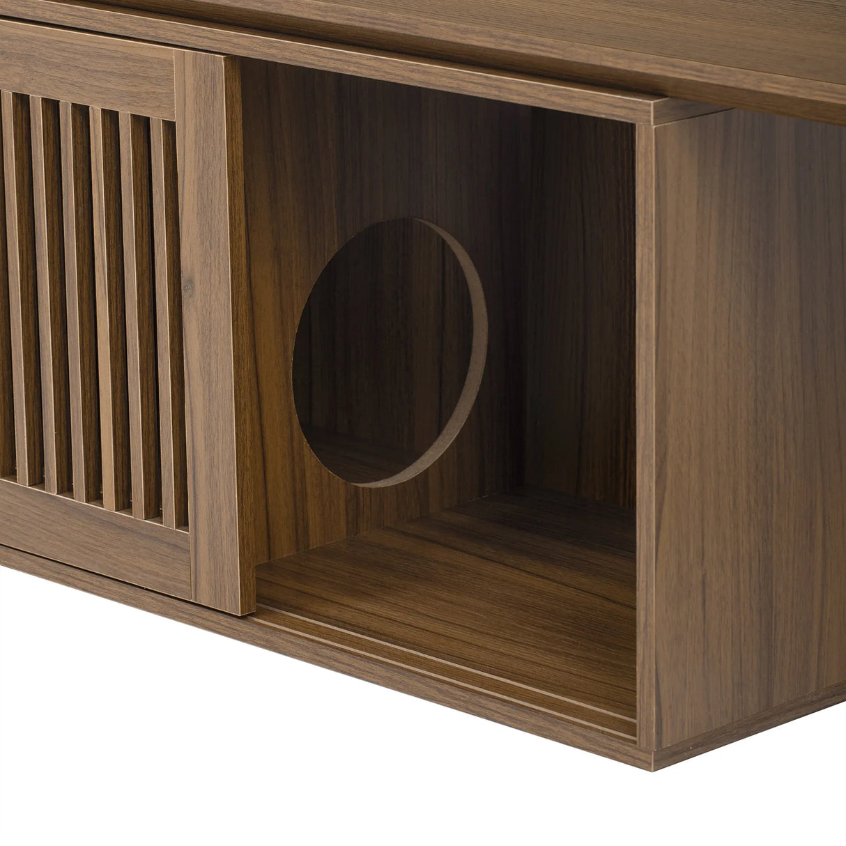 Mid-Century Modern Extendable Walnut Cat Furniture TV Stand - Omega Lifestyles