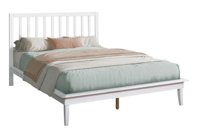 Contemporary White Wood Queen Platform Bed Frame - Omega Lifestyles