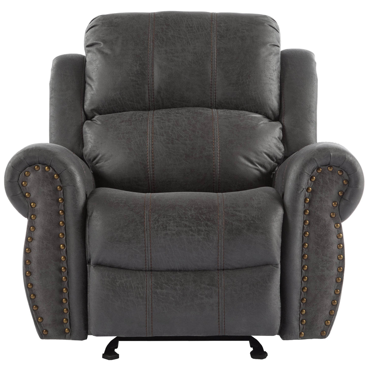 Slate Microfiber Manual Glider Recliner Chair With Rolled Arms
