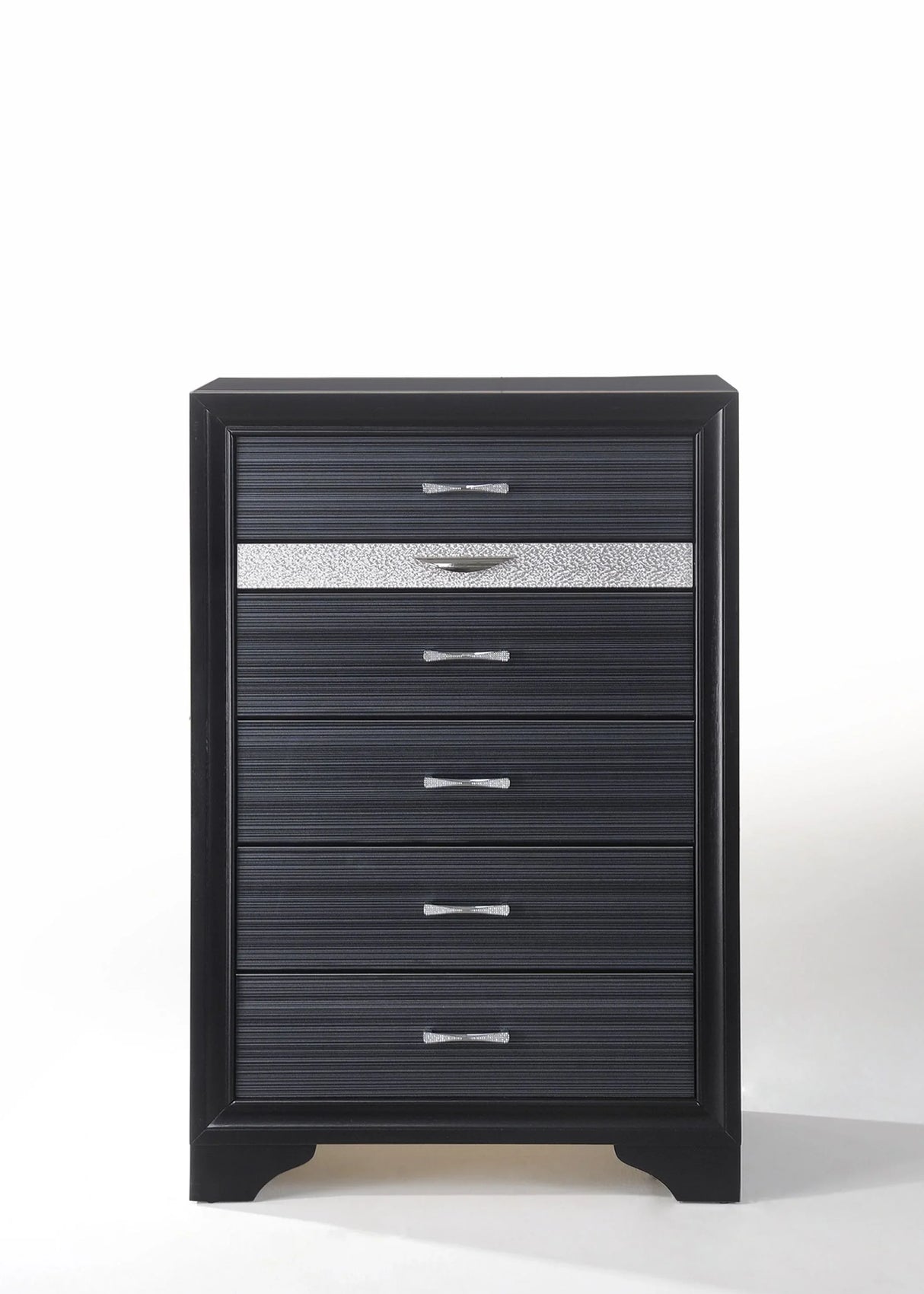 Modern Black Synthetic Wood 5-Drawer Chest - Omega Lifestyles