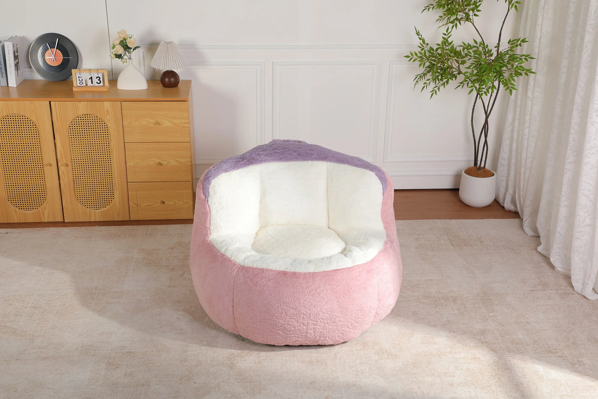 Multicolor Faux Fur Oversized Foam-Filled Bean Bag Chair - Omega Lifestyles