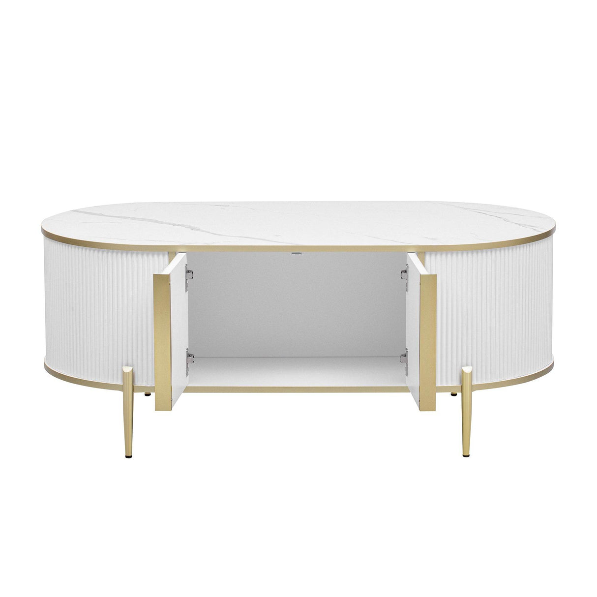 Modern Fluted MDF Coffee Table With Storage Cabinets - Omega Lifestyles