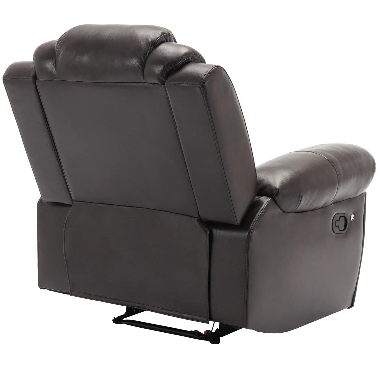 Manual Recliner Brown Faux Leather Chair With LED Light Strip - Omega Lifestyles