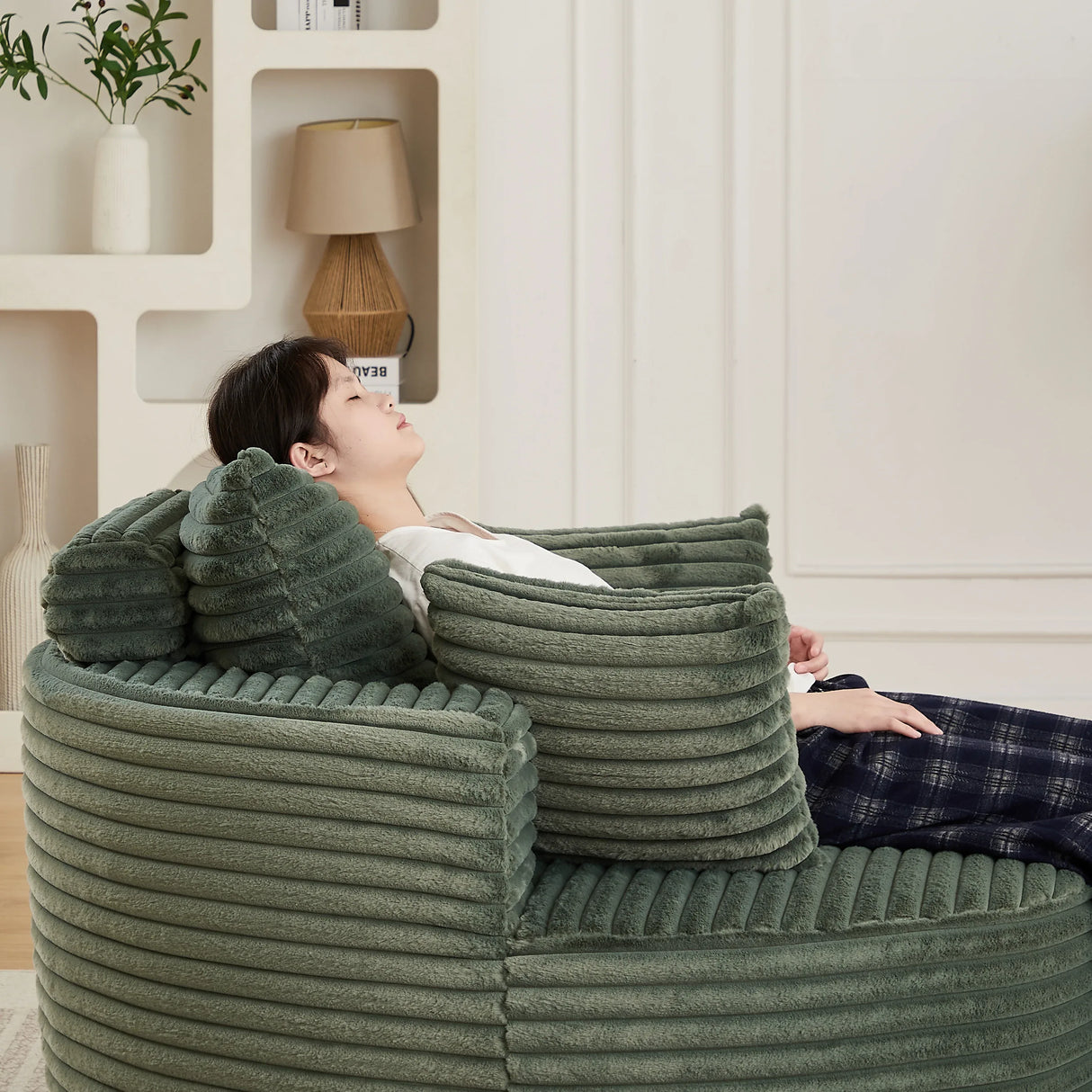 Corduroy Foam Modular Sleeper Chair No Assembly Required - Omega Lifestyles