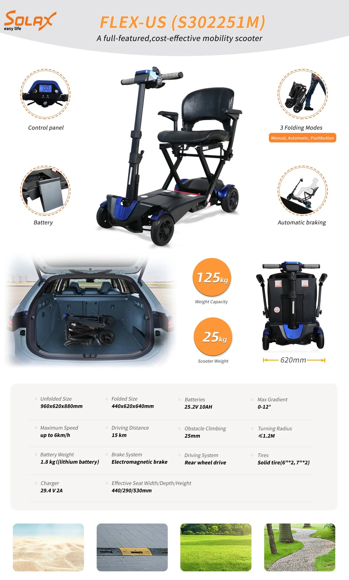 Foldable Lightweight 4-Wheel Electric Mobility Scooter - Omega Lifestyles