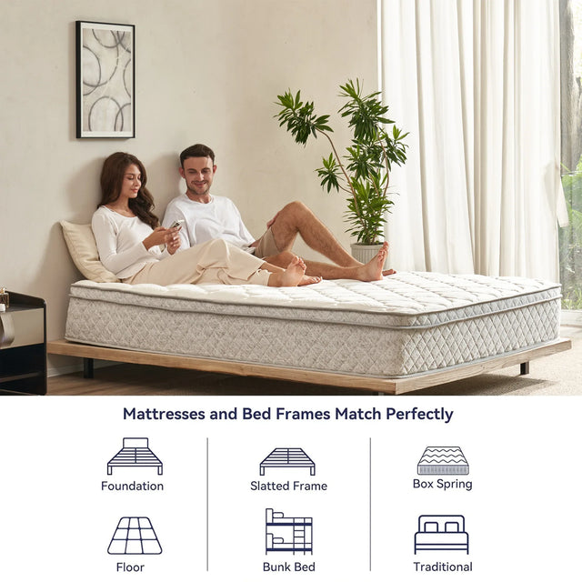 Medium Firm 12-Inch Hybrid Memory Foam Pocket Spring Queen Mattress - Omega Lifestyles