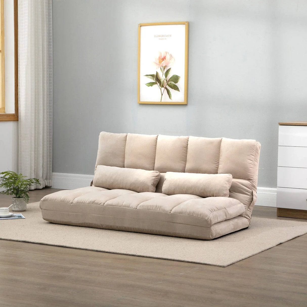Adjustable Folding Floor Sofa Bed with Pillows - Omega Lifestyles