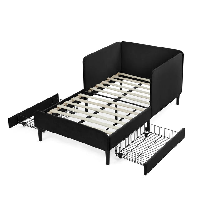 Twin Upholstered Velvet Storage Sofa Bed Frame - Omega Lifestyles