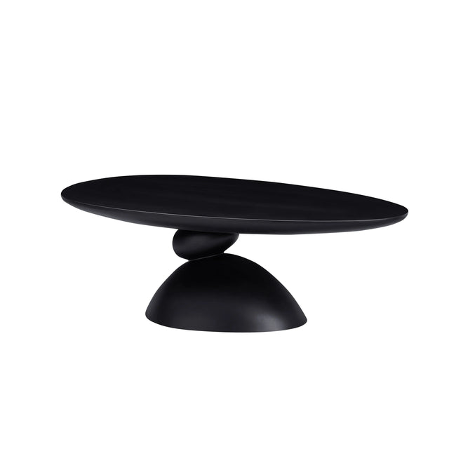 Minimalist Black Fiberglass Lucky Stone Oval Coffee Table - Omega Lifestyles