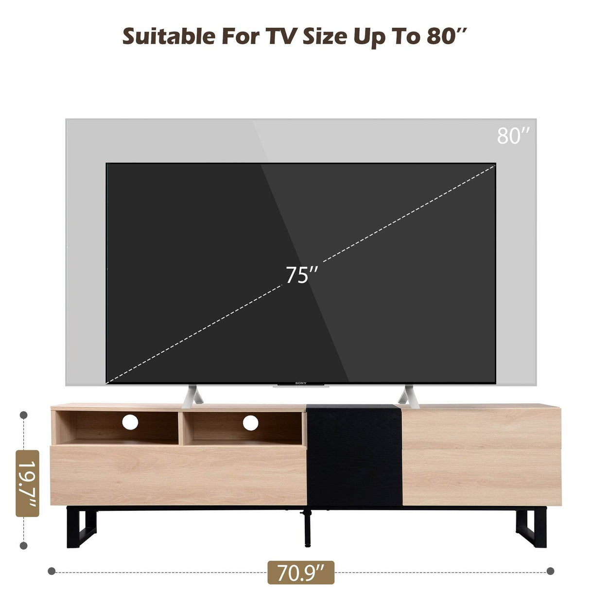 Modern Minimalist TV Stand With Drop Down Doors - Sleep Galleria