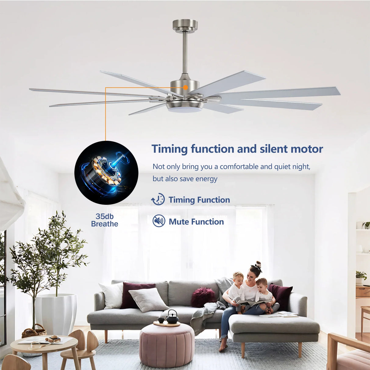 72-Inch Remote Control Modern Dimmable LED Ceiling Fan - Omega Lifestyles