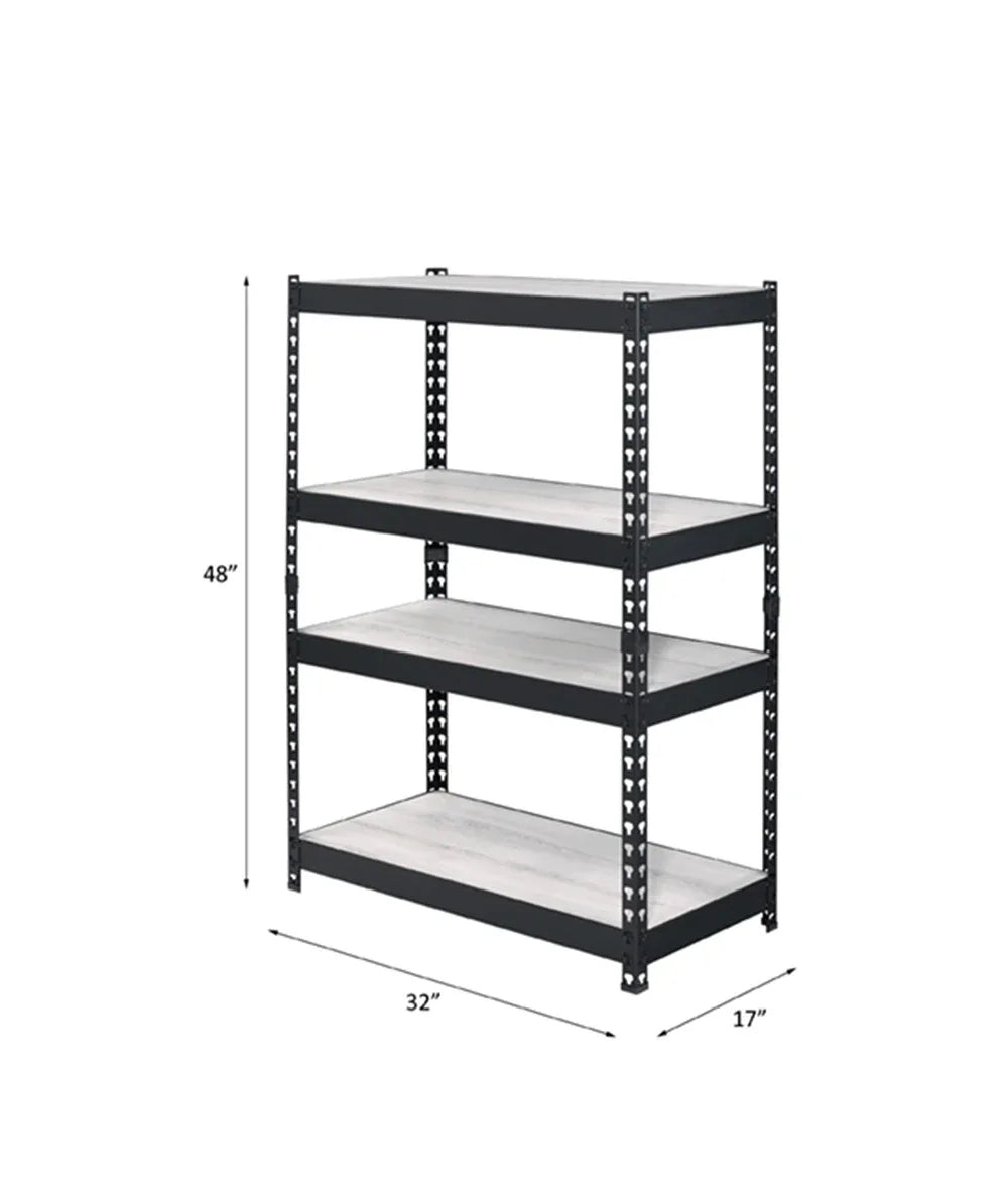 Industrial Black Natural Metal Composite Wood Bookshelf - Omega Lifestyles