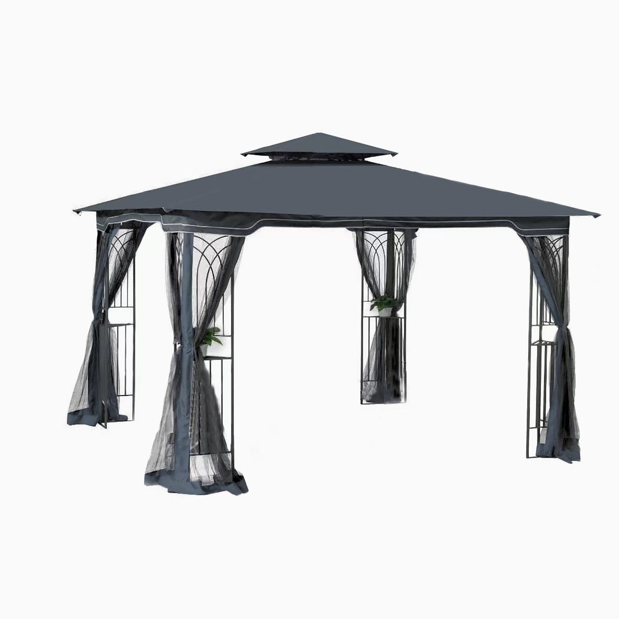 10 x 10 Ft Steel Frame Double Tier Patio Gazebo