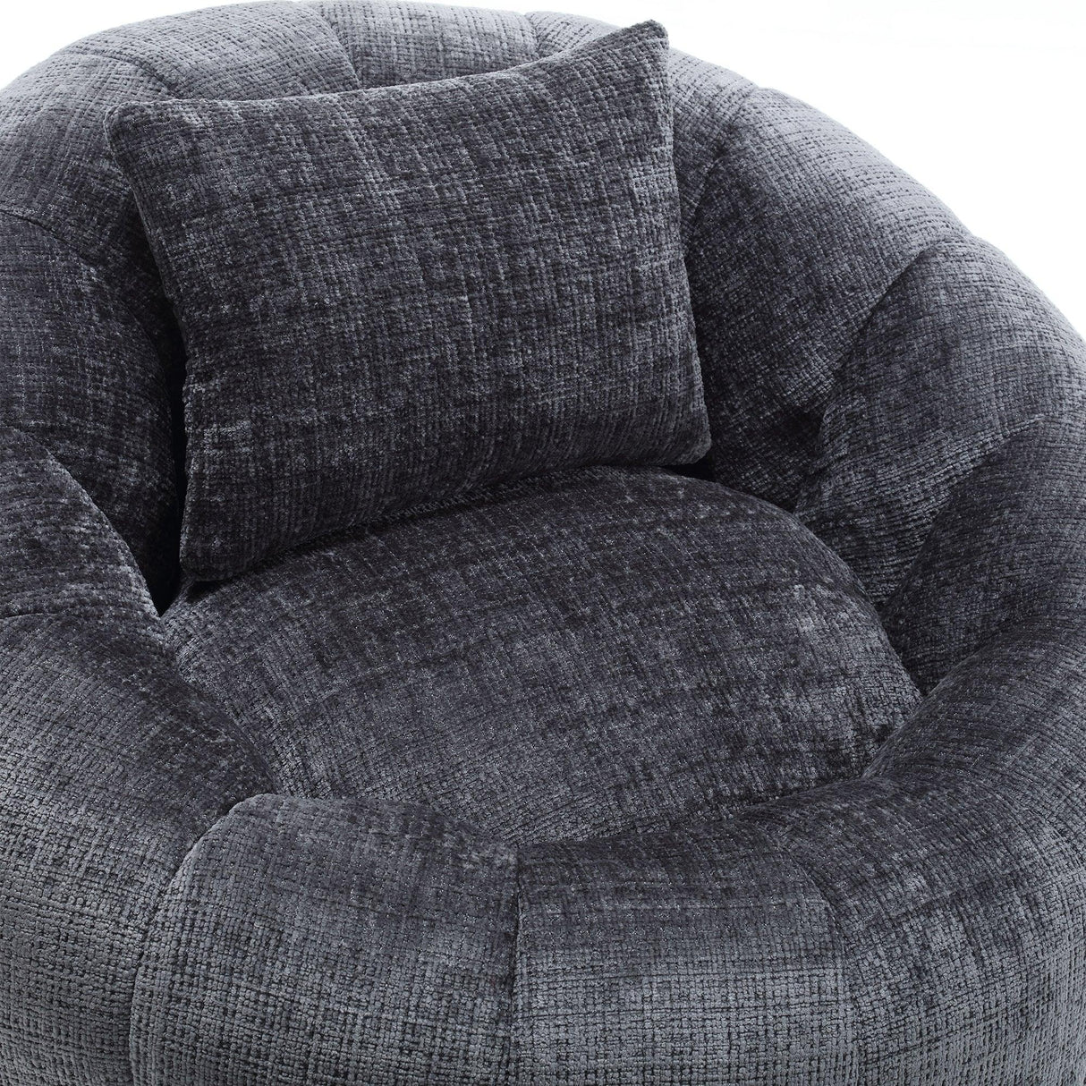 Chenille Foam Filled Pumpkin Shape Lazy Sofa with Ottoman - Omega Lifestyles