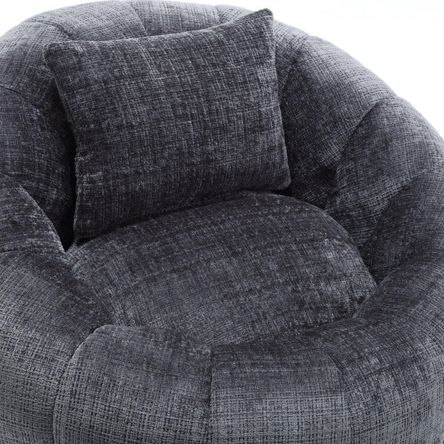 Chenille Foam Filled Pumpkin Shape Lazy Sofa with Ottoman - Omega Lifestyles